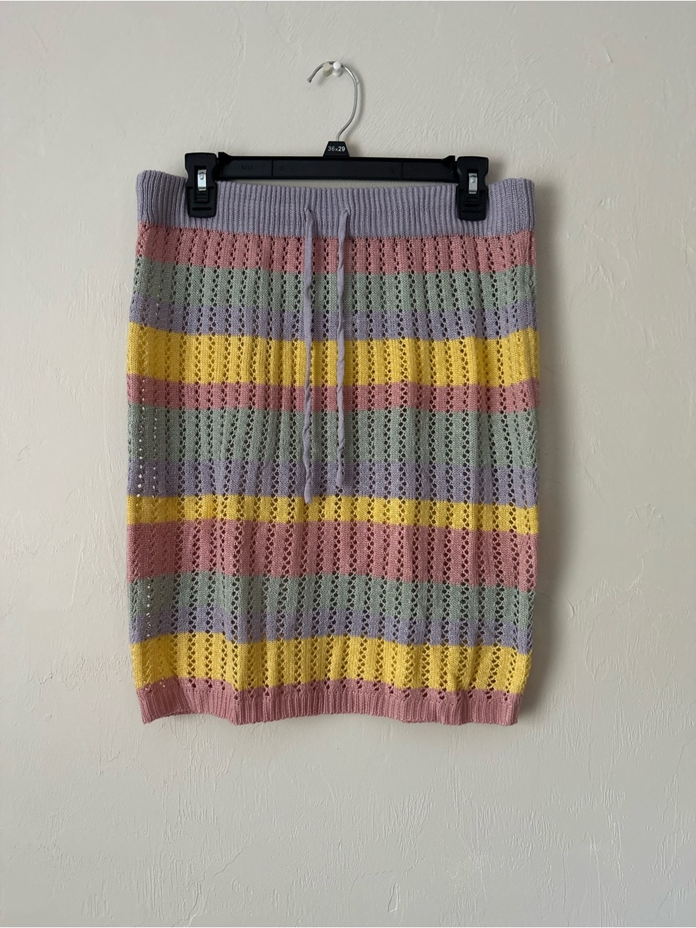 Fashion Nova Pastel Striped Knit Midi Skirt - Lavender, Yellow, Pink, Sage